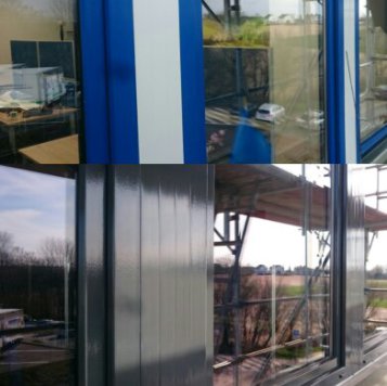 Fensterrahmenfolierung in Anthrazit im Vorher-Nachher-Vergleich